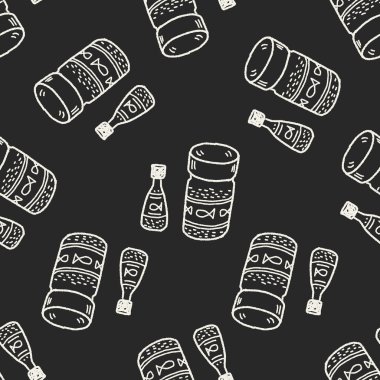 Doodle Dikişsiz desen arka plan beslemek evde beslenen hayvan balık