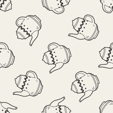 Çaydanlık doodle çizim Dikişsiz desen arka plan