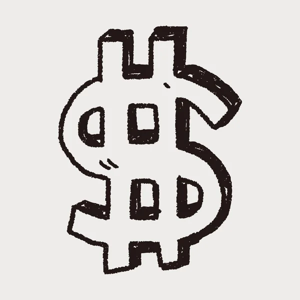 Doodle dollar — Stockvector