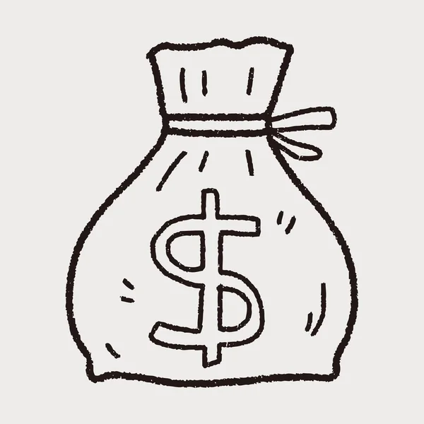 Bolsa de dinero Doodle — Vector de stock