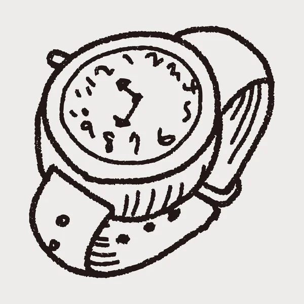 Reloj garabato dibujo — Vector de stock