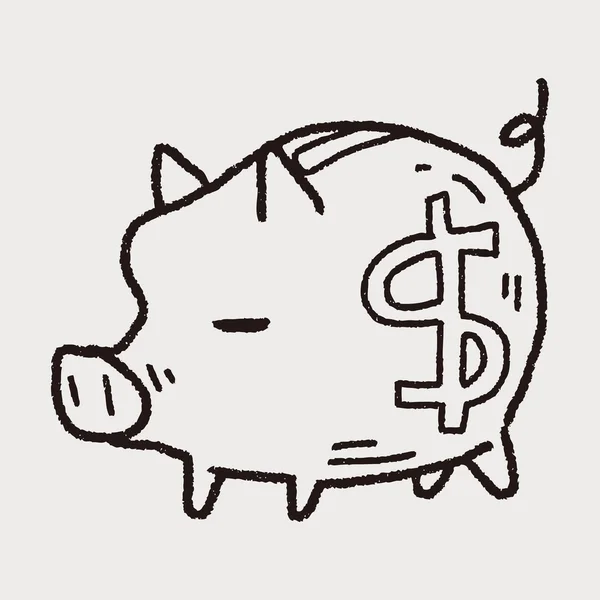 낙서 돼지 돈 은행 — 스톡 벡터