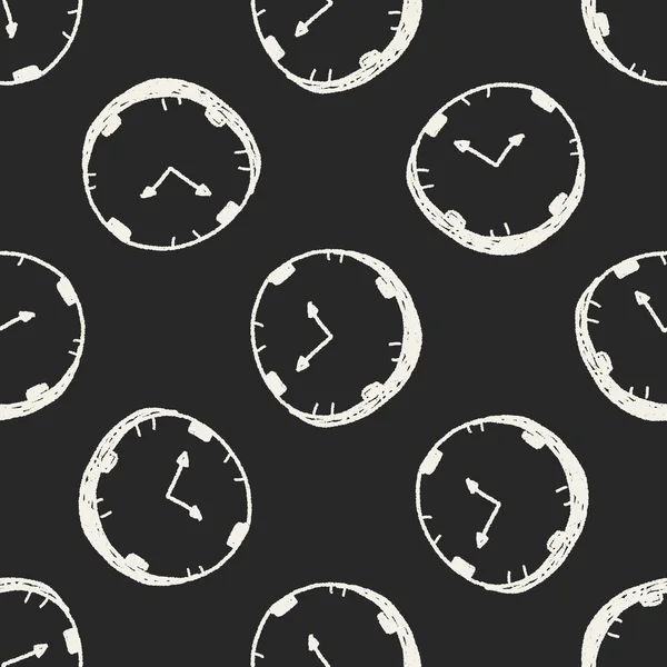 Doodle clock seamless pattern background — Stock Vector