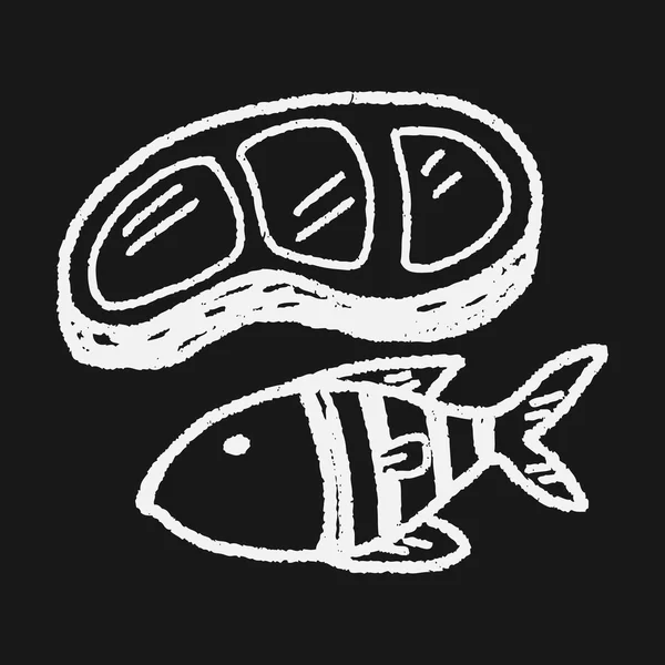 Doodle κρέας ψαριών — Διανυσματικό Αρχείο
