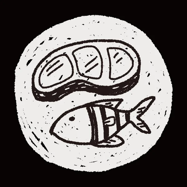 Viande de poisson doodle — Image vectorielle