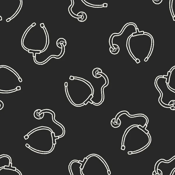Stéthoscope doodle fond de motif sans couture — Image vectorielle