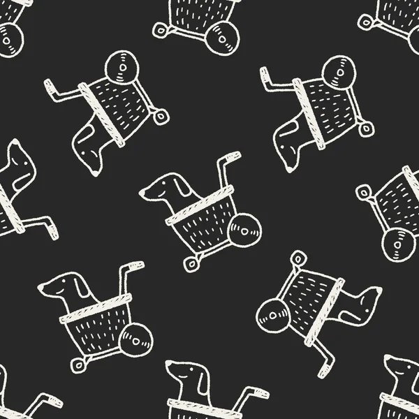 Doodle köpek bebek arabası Dikişsiz desen arka plan