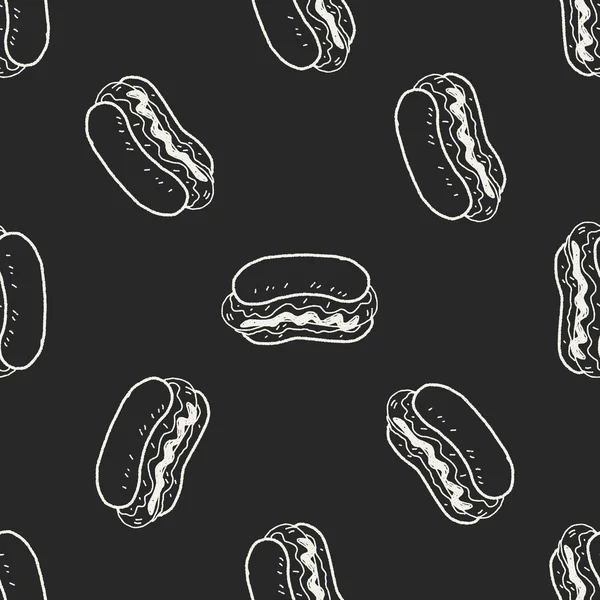 Hot dog doodle senza soluzione di continuità modello di sfondo — Vettoriale Stock