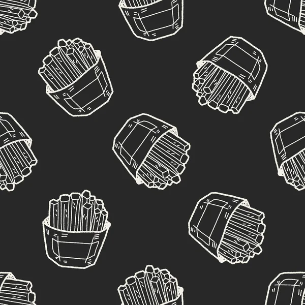 Pommes Frites Doodle nahtlose Muster Hintergrund — Stockvektor