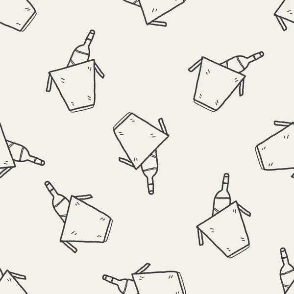 Champagne doodle fond de motif sans couture — Image vectorielle