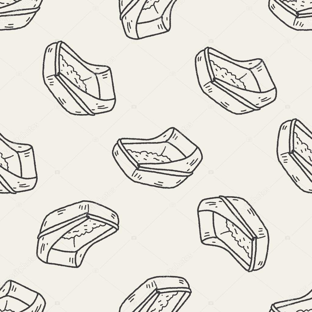 doodle cat litter seamless pattern background