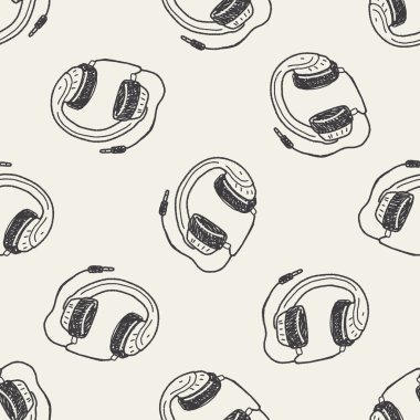 Doodle kulaklık Dikişsiz desen arka plan