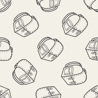 Doodle okul çantası Dikişsiz desen arka plan