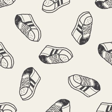 Doodle spor ayakkabı Dikişsiz desen arka plan