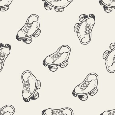 Doodle tekerlekli paten Dikişsiz desen arka plan