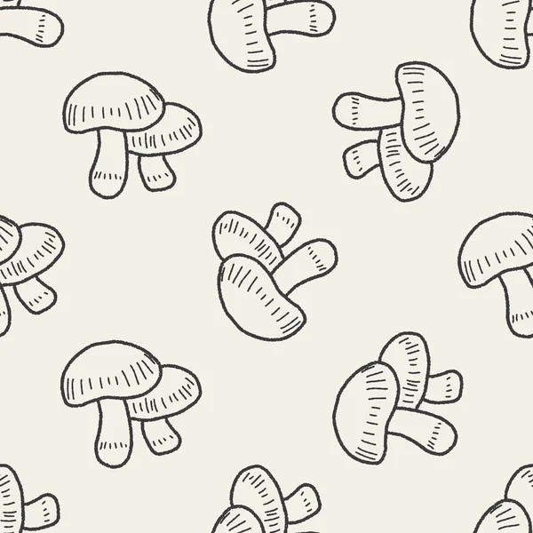 Mushroom doodle seamless pattern background — Stock Vector