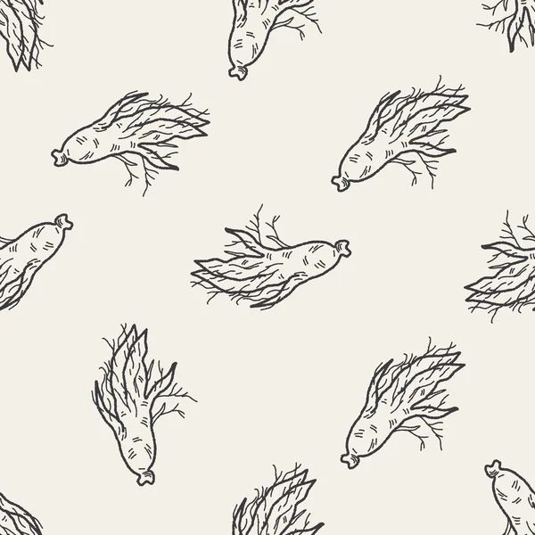 Ginseng doodle fond de motif sans couture — Image vectorielle