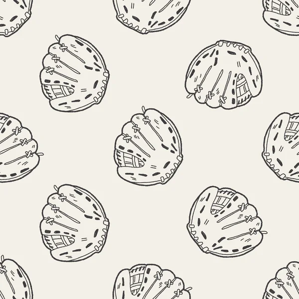 Gant de baseball doodle fond de motif sans couture — Image vectorielle