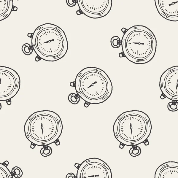 Doodle stopwatch seamless pattern background — Stock Vector