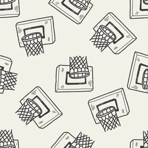 Basquete doodle sem costura fundo padrão — Vetor de Stock