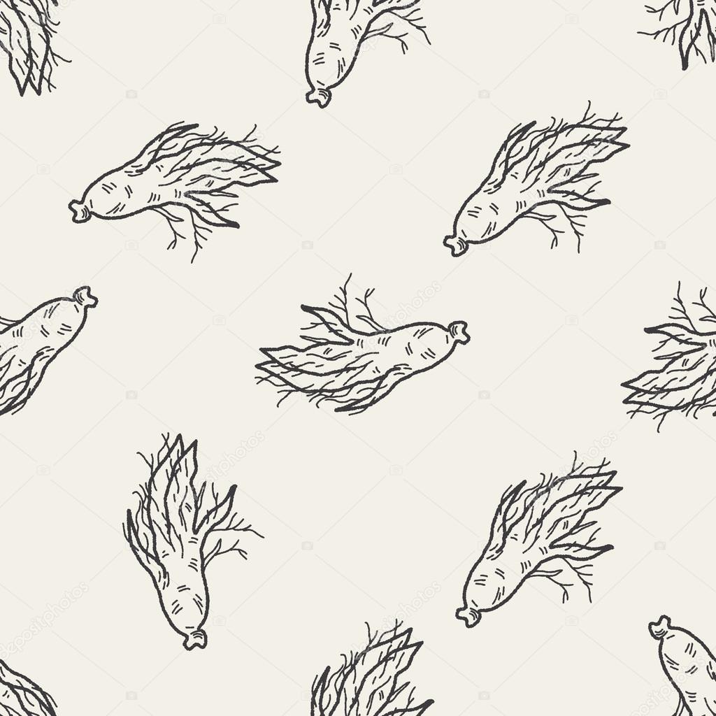 Ginseng doodle seamless pattern background