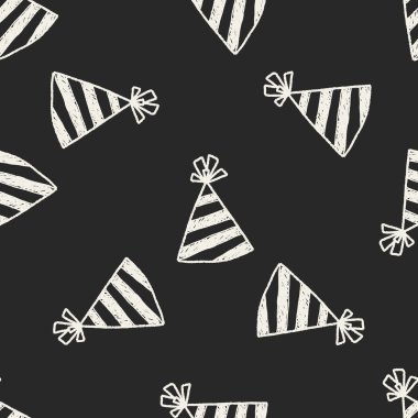 Doodle parti şapkaları Dikişsiz desen arka plan