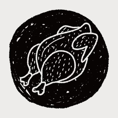 Kızartma tavuk doodle çizim