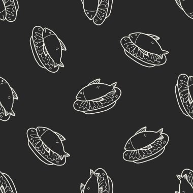balık yemi doodle Dikişsiz desen arka plan