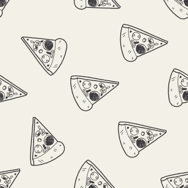 Doodle pizza Dikişsiz desen arka plan