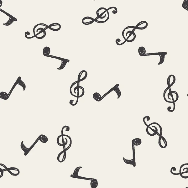 Nota musical doodle dibujo sin costuras patrón de fondo — Vector de stock