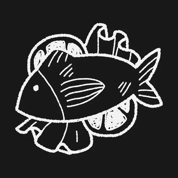 Comida para peces garabato — Vector de stock