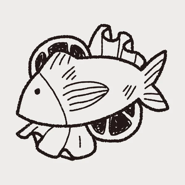 魚料理落書き — ストックベクタ