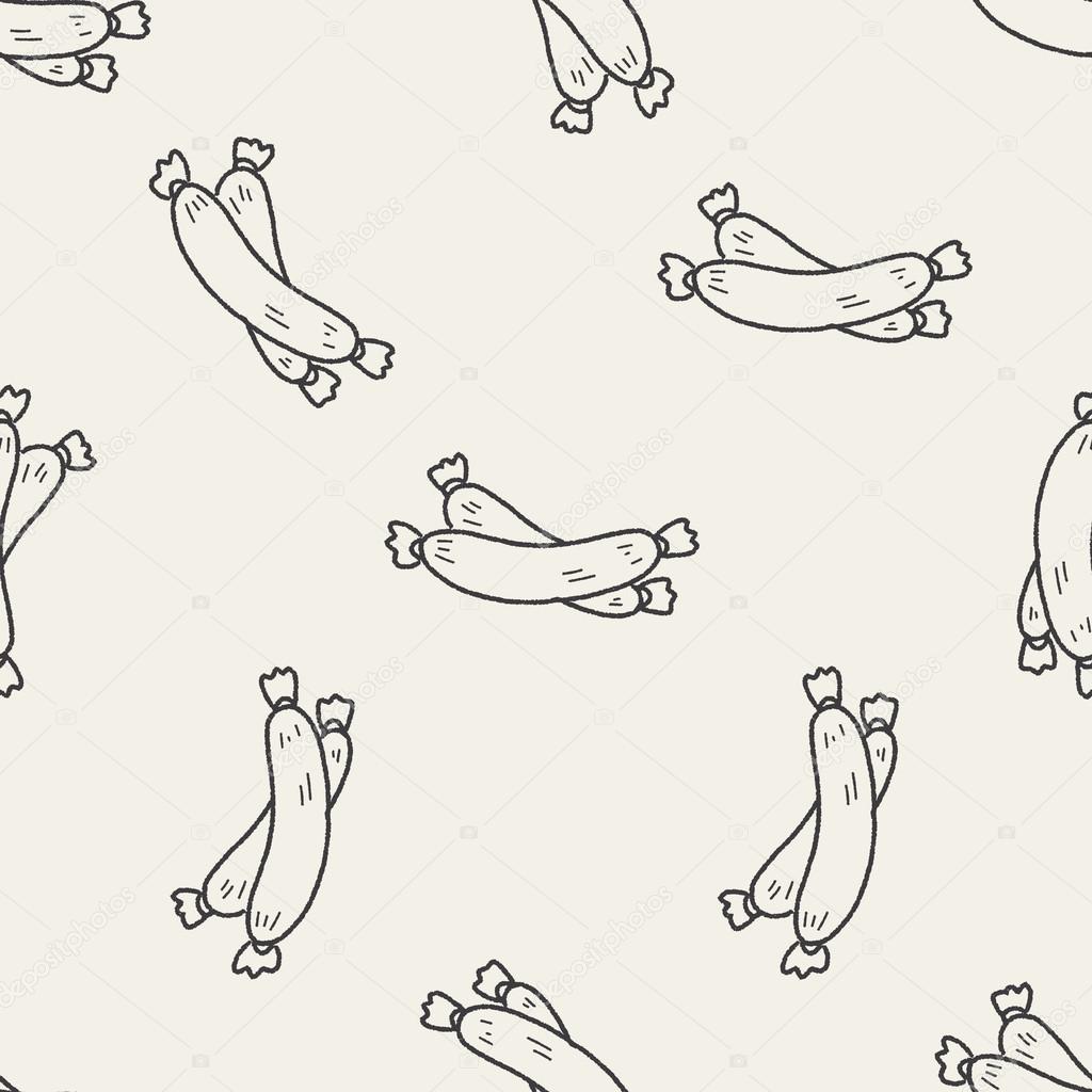 ham doodle seamless pattern background