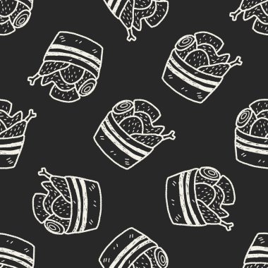 Doodle tavuk Dikişsiz desen arka plan
