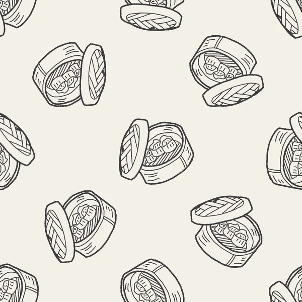 Dumpling doodle fond de motif sans couture — Image vectorielle