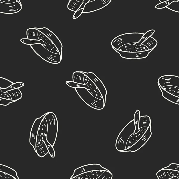 Soupe doodle fond de motif sans couture — Image vectorielle