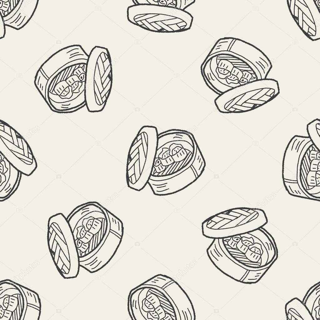dumpling doodle seamless pattern background