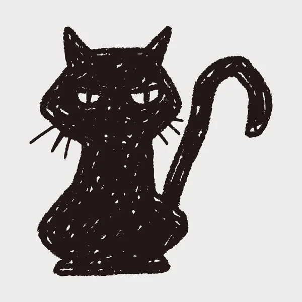 Doodle de gato preto — Vetor de Stock