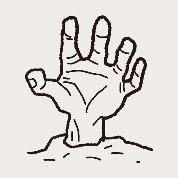 Zombie hand doodle — Stock vektor