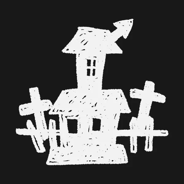 Halloween hus doodle — Stock vektor