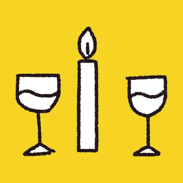 Cena a la luz de las velas doodle — Vector de stock
