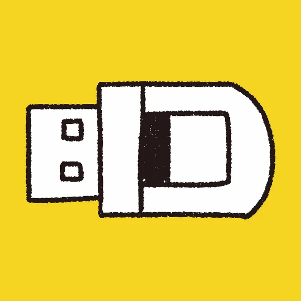 USB рисунок каракули — стоковый вектор