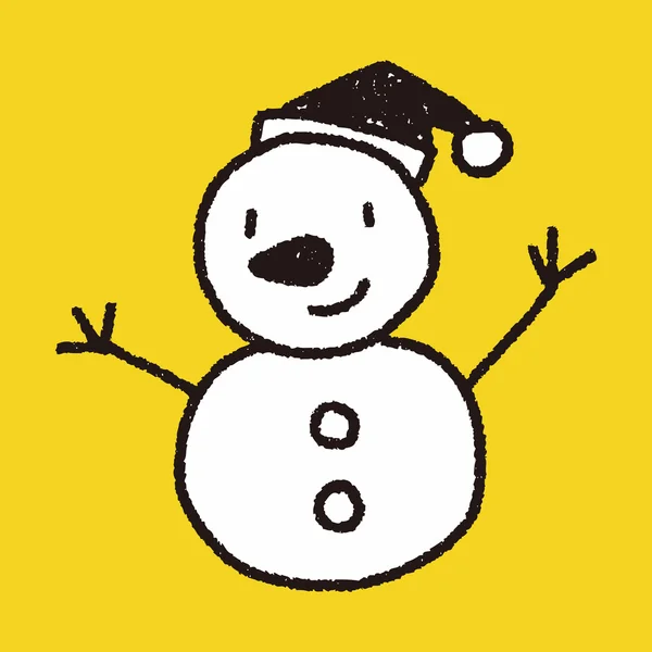 Muñeco de nieve garabato dibujo — Vector de stock