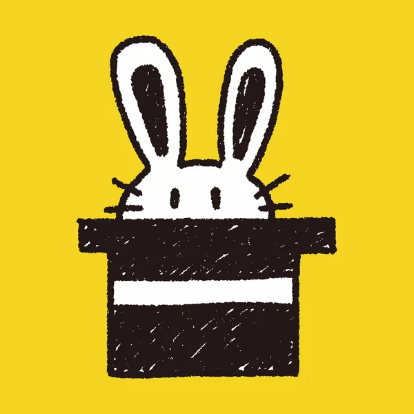Disegno magico scarabocchio coniglio — Vettoriale Stock
