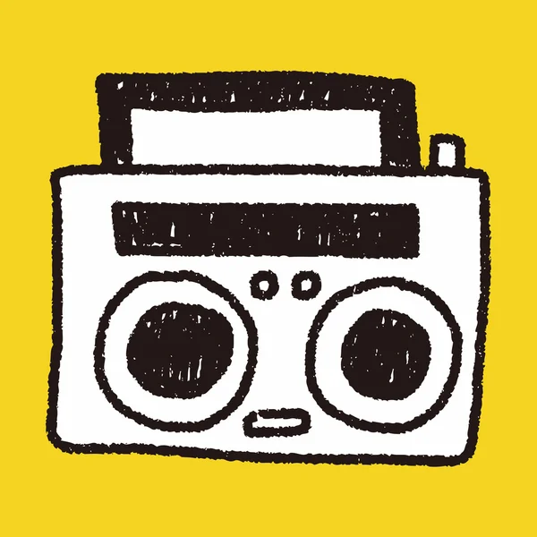 Radio reproductor doodle dibujo — Vector de stock