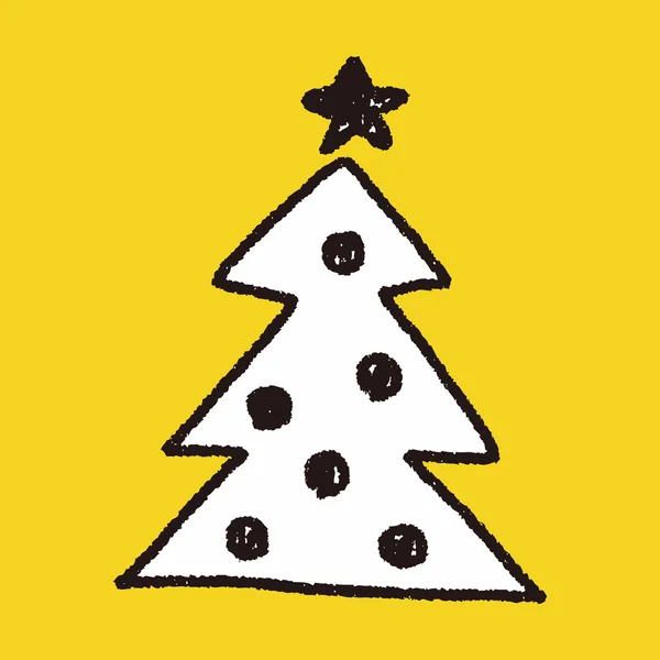 Kerstboom doodle tekening — Stockvector