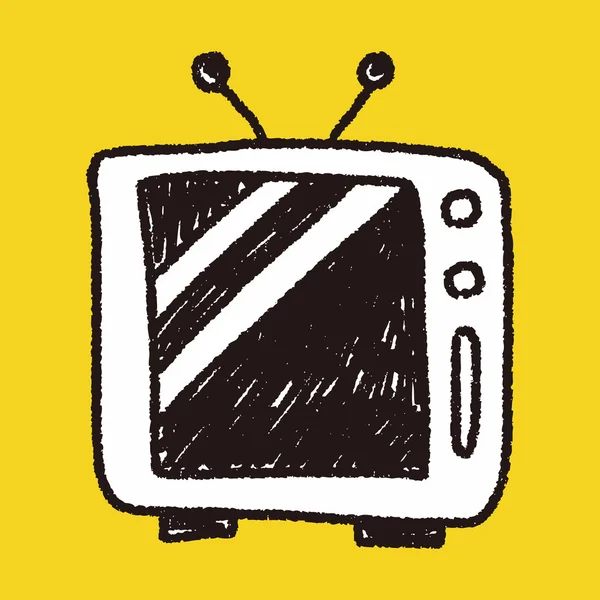 Desenho doodle televisão — Vetor de Stock