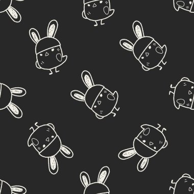 Paskalya tavşanı doodle Dikişsiz desen arka plan