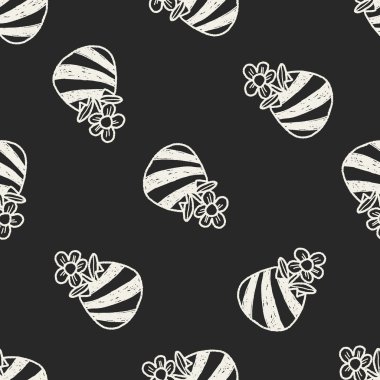 Paskalya yumurtası doodle Dikişsiz desen arka plan