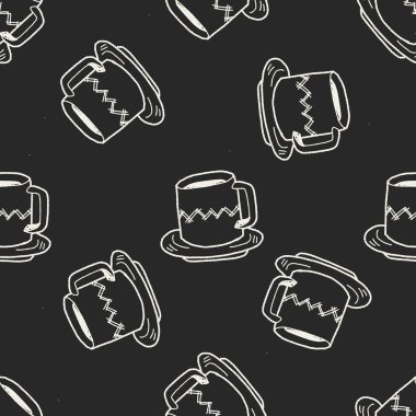 Kahve Kupası doodle Dikişsiz desen arka plan